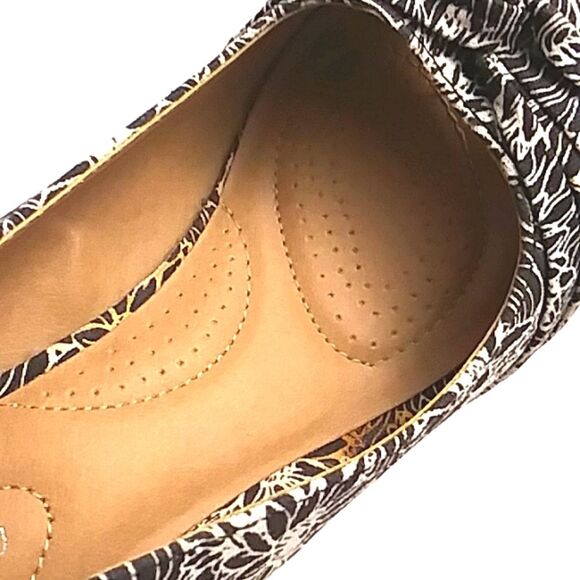 Dexflex Comfort Black and White Floral Wedge with Cork Look Heels 8W - Picture 5 of 10